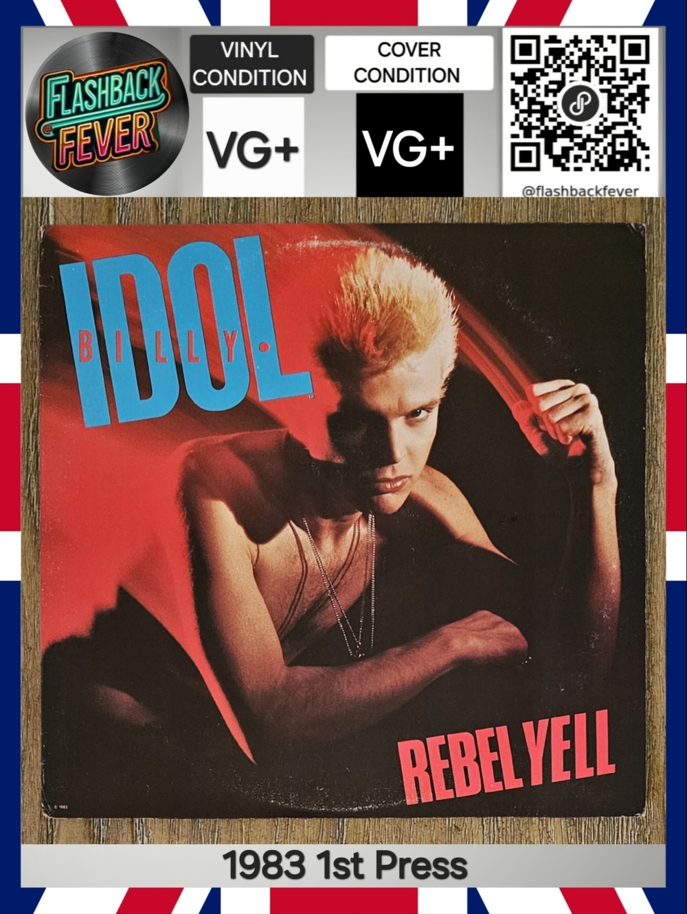 BILLY IDOL•Rebel Yell Vinyl Record•Nov 10, 1983 US (#FV 41450) Pitman, 1st Press